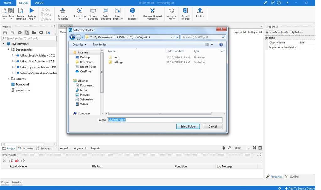 Browse to Parent Folder